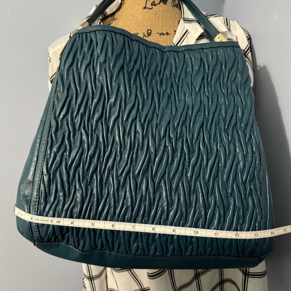 COACH Madison Phoebe Shoulder Bag in Gathered Twist Leather Teal - Picture 15 of 17